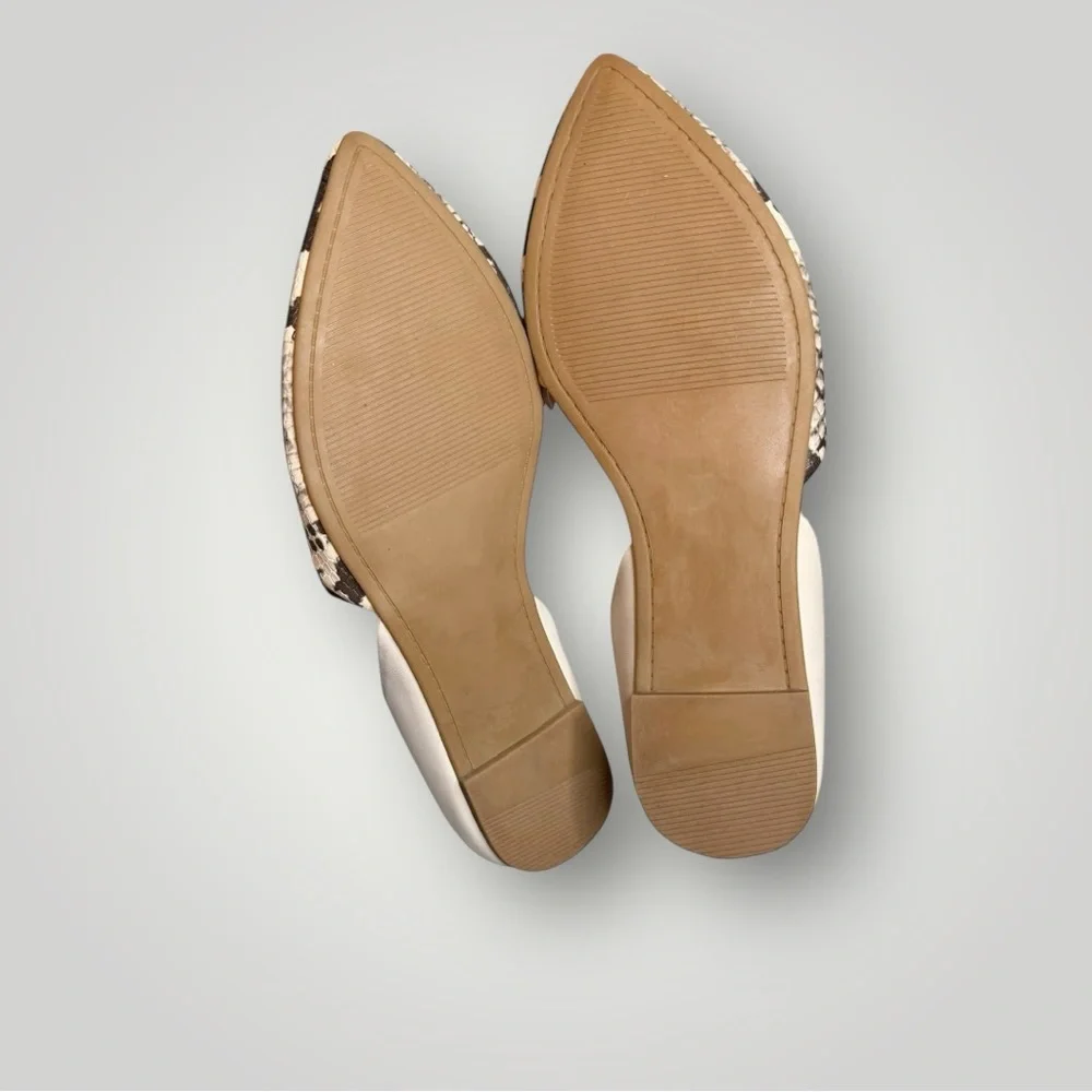 Torrid Flats 8W Snake Print Pointed Toe D’Orsay Trendy Shoes Beige Like New
